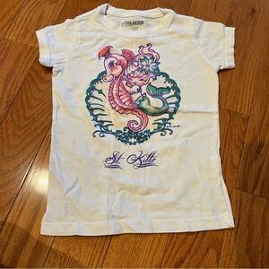 Del Sol Kids Girls Mermaid St Kitts White color Change under the sun T-Shirt 5T
